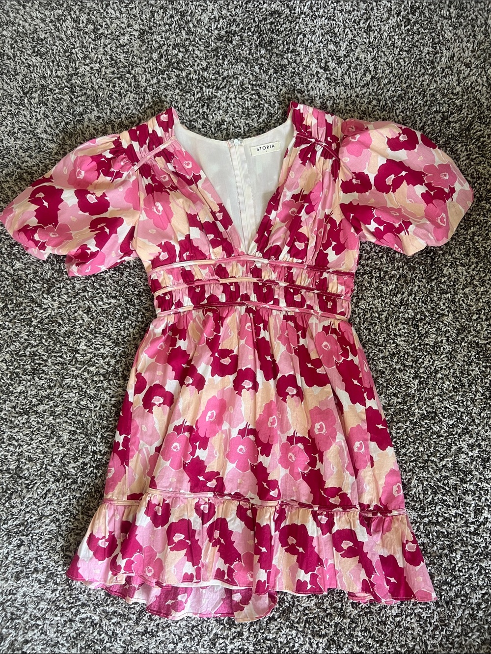 STORIA Pink Floral Puff Sleeve Dress